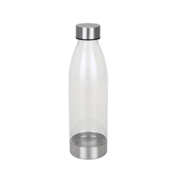 Mainstays 22oz Plastic Water Bottle with Stainless Steel Lid and Base, Clear