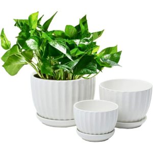 Ceramic Flower pots, White Garden Pots Succulent Cactus Planters